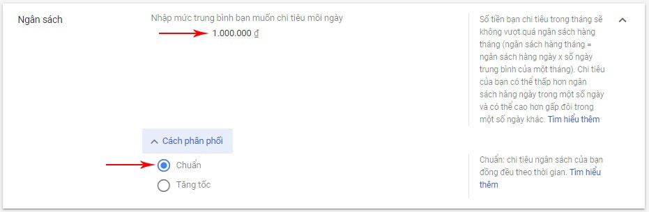 ngân sách quảng cáo google