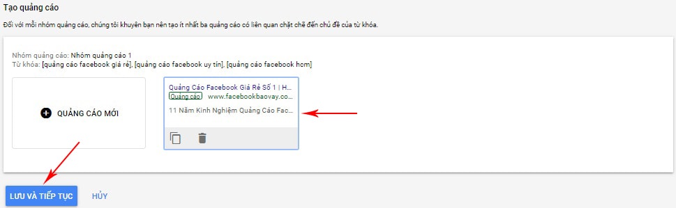 quảng cáo từ khóa trên google