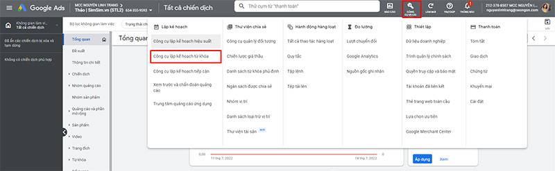 Công cụ lập kế hoạch từ khóa