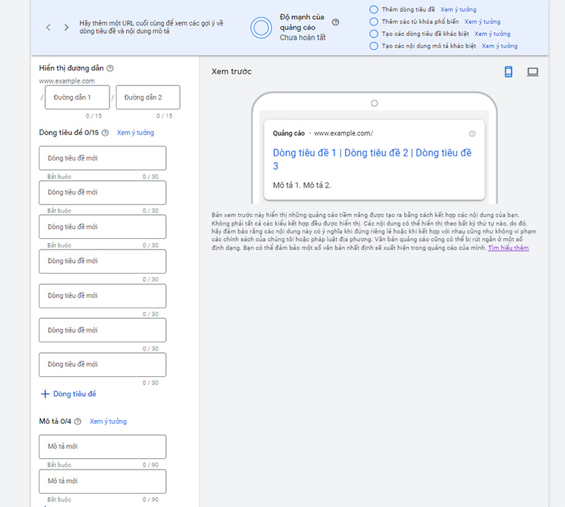 Viết mẫu quảng cáo Google tìm kiếm